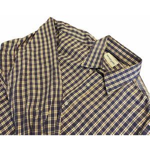 Men's Bernard Garbo Long Sleeve‎ Button Down Shirt Gray Plaid 24" Pit To Pit